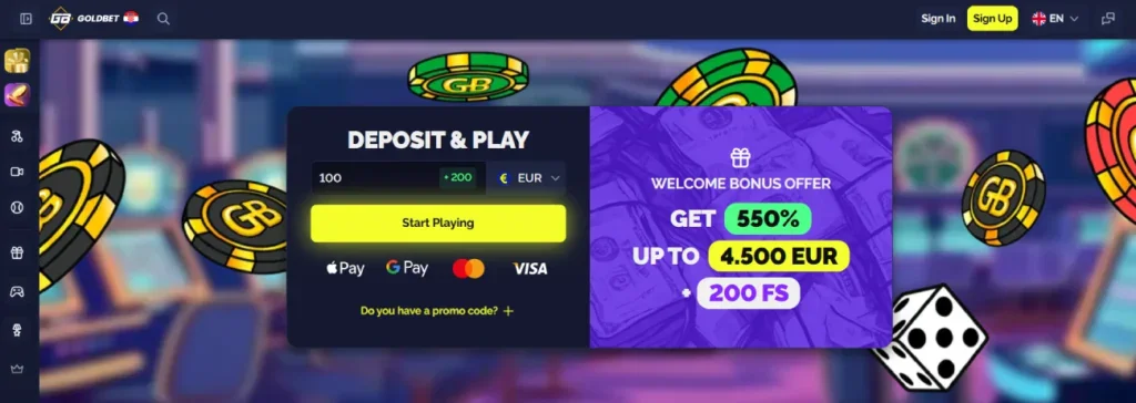 Réclamer bonus GoldBet Casino